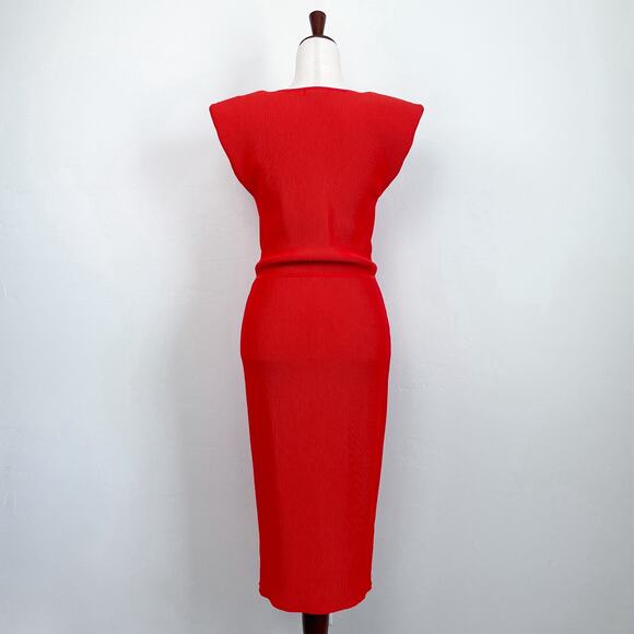 AS by DF Ava Rib Knit Shoulder Pad Midi Dress - Picture 8 of 12
